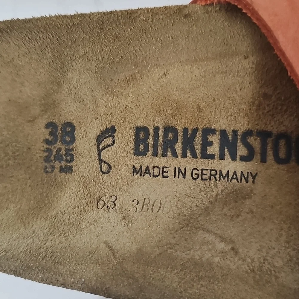 Rare Birkenstock Madrid Big Buckle “Mars Red” nubuck leather gold size 38 narrow